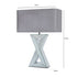 Cross Mirrored Table Lamp and Rectangle Grey Velvet Shade
